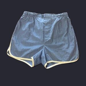Blue Athletic Shorts with Cream Trim